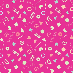 Trendy geometric shapes. Memphis Style. Pink