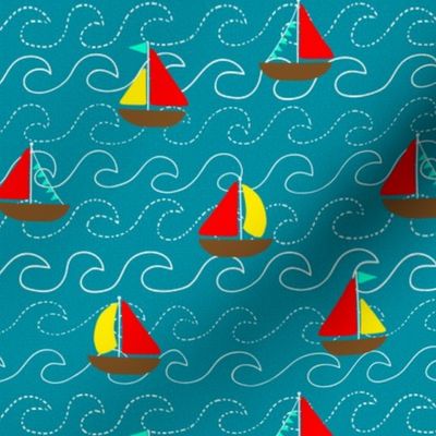 Sailing Boats on Teal