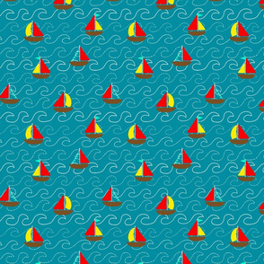 Sailing Boats on Teal