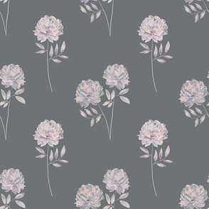 Midnight Peony - grey