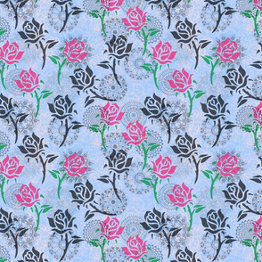 Lace & Roses - blue