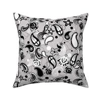 Paisley Black White & Grey Spot - 12 inch