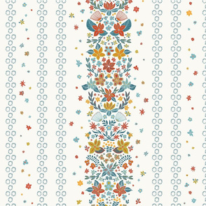 Whimsy colorful floral stripes beige background