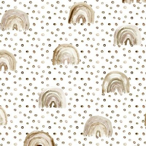 Earthy rainbows with lots of dots || watercolor neutral pattern for modern nursery