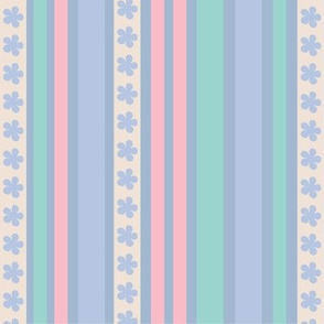 Awning Summer Floral Abstract Stripe in Pastel Blue Pink Green White - UnBlink Studio by Jackie Tahara