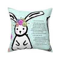Bunny with Flower Crown - cut & sew plushie pillow