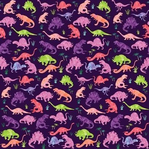 Watercolor Dinosaur Silhouette Purple - Small