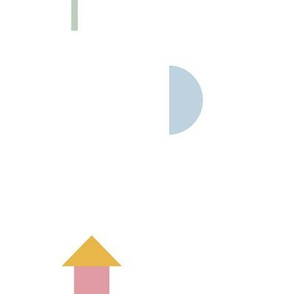A day in the village little moon geometric city abstract tree boat and house design girls pink yellow white LARGE