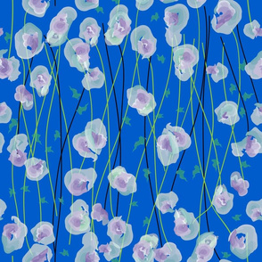 Watercolor Paint Flowers in blue