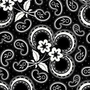 Heartland Rose Paisley: Black & Cream Floral Paisley