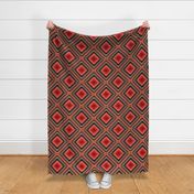 Fuzzy Look Coral and Gray Kilim Eye