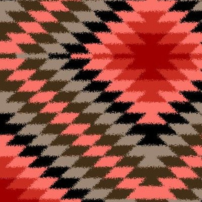 Fuzzy Look Coral and Gray Kilim Eye