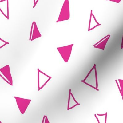 Tumbling Triangles - hot pink on white