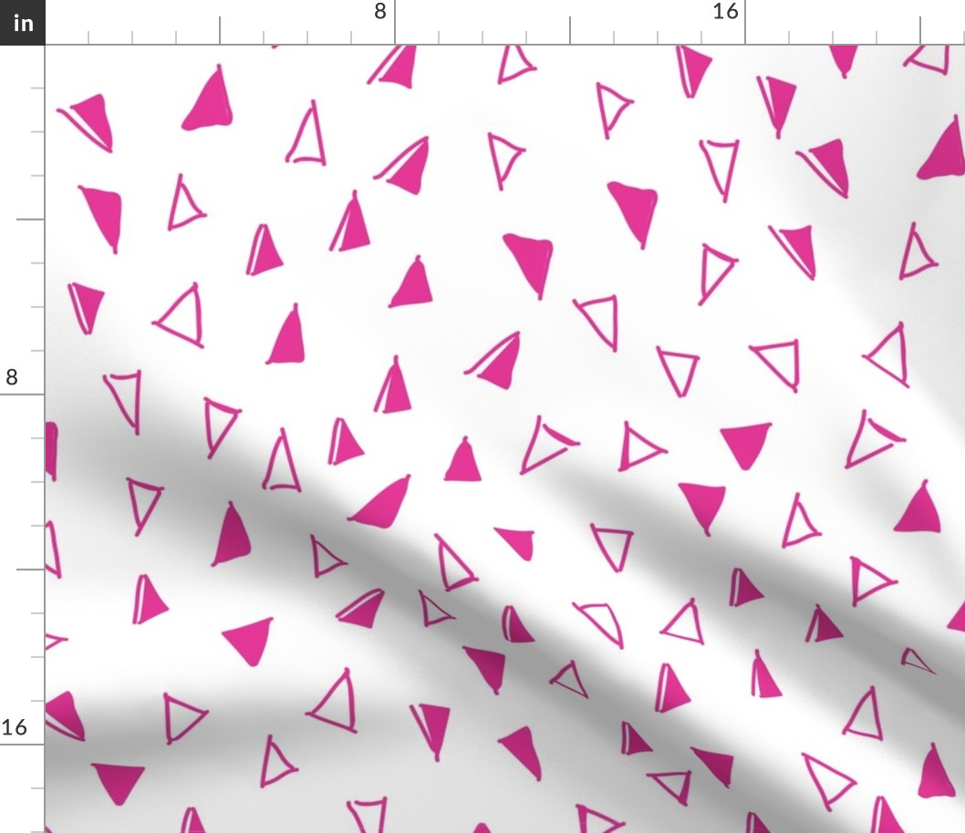 Tumbling Triangles - hot pink on white