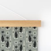 Mid Century Meow - Gray Vertical