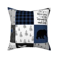 Love you to the mountains & back//Navy/Black - Wholecloth Cheater Quilt