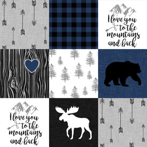 Love you to the mountains & back//Navy/Black - Wholecloth Cheater Quilt