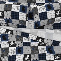 Love you to the mountains & back//Navy/Black - Wholecloth Cheater Quilt - Rotated