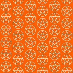 One Inch White Pentacles on Orange