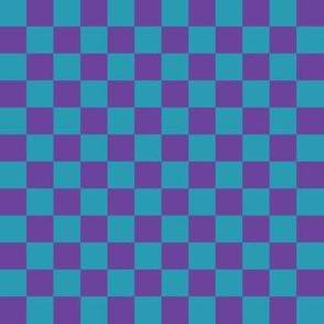 Half Inch Turquoise Blue and Purple Checkerboard Squares