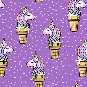 Unicorn Cones - Unicone - purple  polka - LAD19