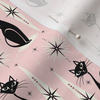 Mid Century Meow Retro Atomic Cats on Warm Pink - Horizontal