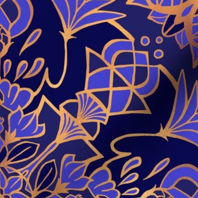 Mandala Lotus Blue + Gold