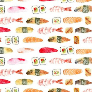 Yummy sushi • watercolor for kitchen