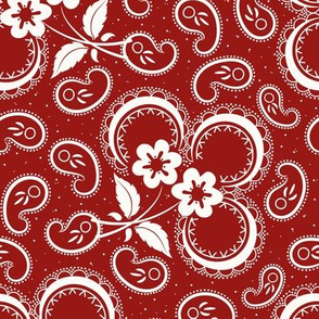 Heartland Rose Paisley: Candy Apple Red & Cream Floral Paisley