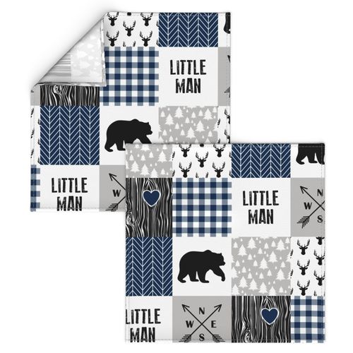 Little Man//Navy/Black - Wholecloth Cheater Quilt