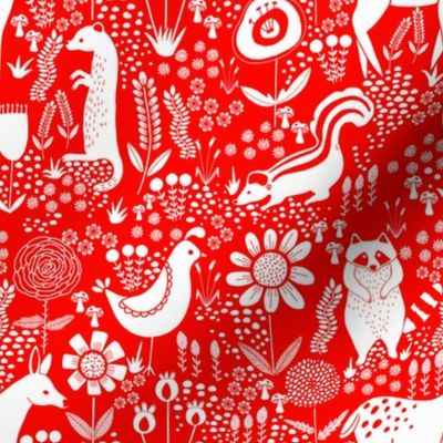 folk animals red