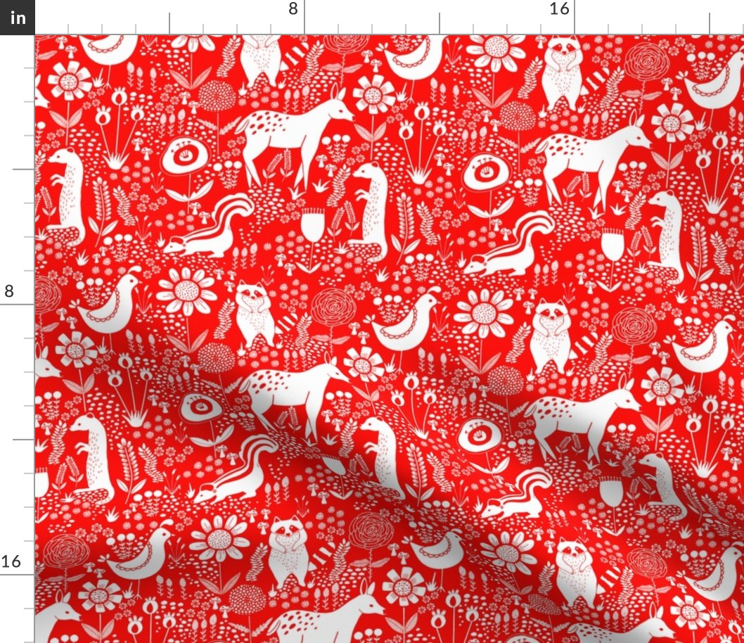 folk animals red