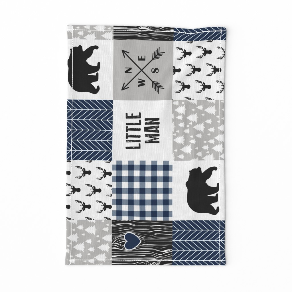 Little Man//Navy/Black - Wholecloth Cheater Quilt - Rotated