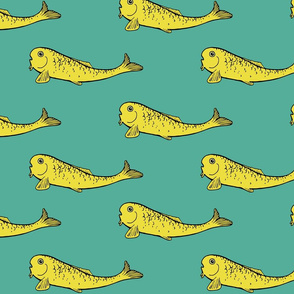 Yellow Fish on Turquoise