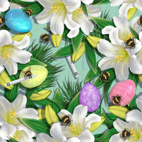 Widdle Bitty Bees-Easter Lillies Eggs Crayons-Mint-Kim Marshall
