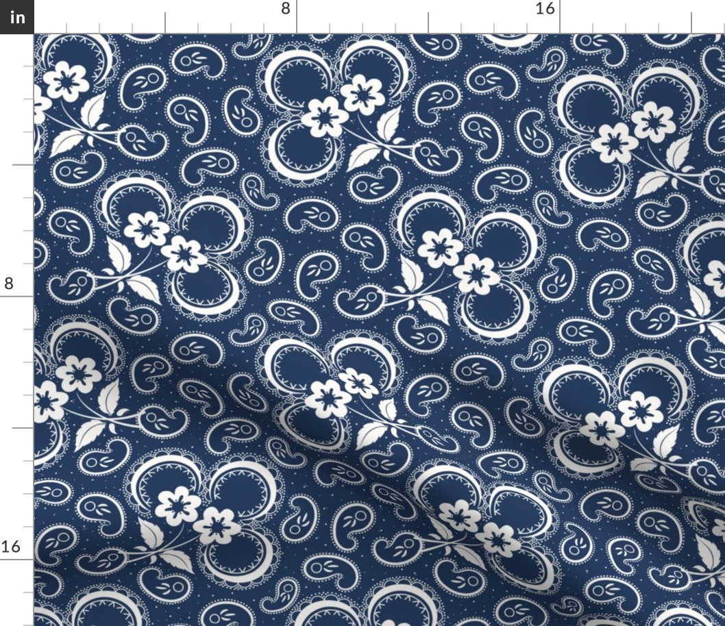 Heartland Rose Paisley: Navy & Cream Floral Paisley