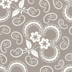 Heartland Rose Paisley: Warm Gray & Cream Floral Paisley