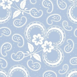 Heartland Rose Paisley: Chambray Blue & White Floral Paisley