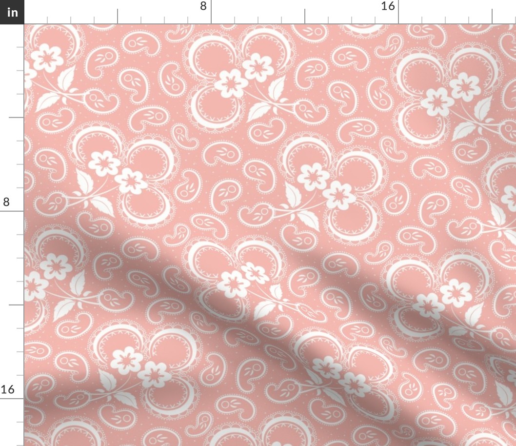 Heartland Rose Paisley: Rose Gold & White Floral Paisley
