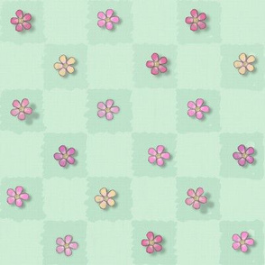 Widdle Bitty Bees-Just Flowers Checkered-Mint