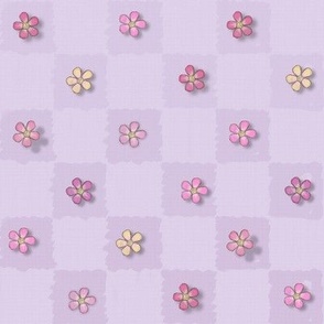 Widdle Bitty Bees-Just Flowers Checkered- PastelPurple