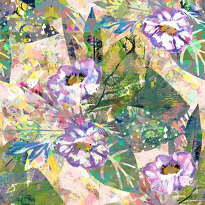 Maximalist Flowers - Painted Digital Glitch Collage