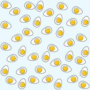 Cute Eggs on Blue Background