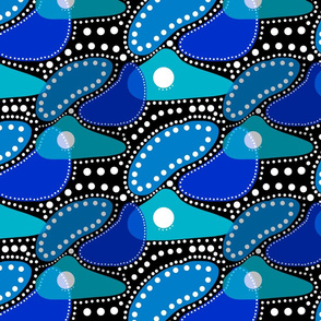 Australiana Dots - blue #1 (black) 