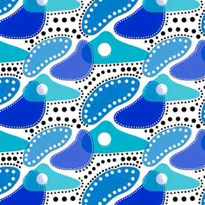 Australiana Dots - blue #3 (white)