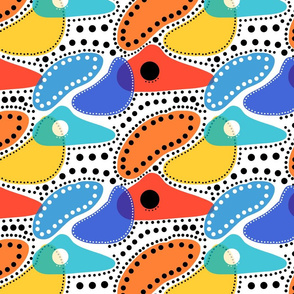 Australiana Dots - ochre & blue #4 (white) 