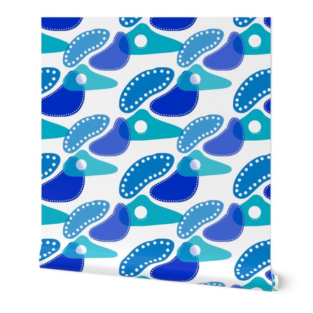 Australiana Dots - blue #5 (white) 