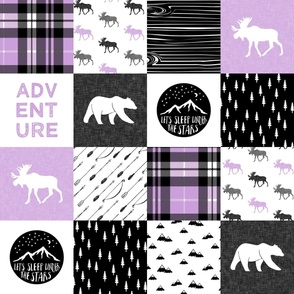 Happy Camper wholecloth w/fall plaid || (purple and black) C19BS