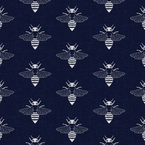 Bees - Navy - Linen