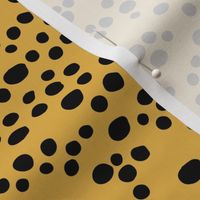 Minimal confetti cat dots on trend abstract animal print texture spots black mustard yellow